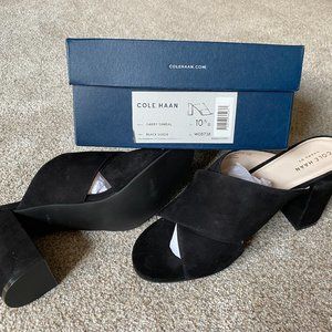 Cole Haan Gabby Sandal Black Suede Size 10.5 (NEW)